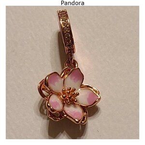Rose Gold Flower Charm Pendant